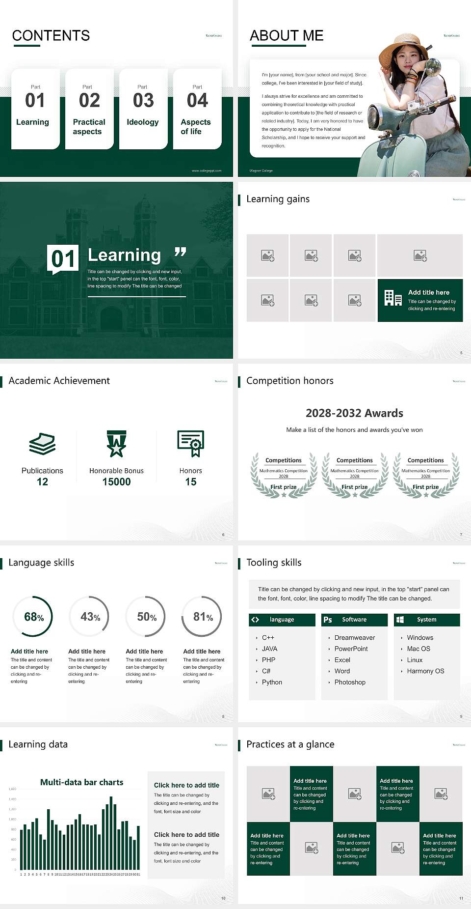 Wagner College National Scholarship Defense PPT Template4:3 ratio PPT effect preview image2