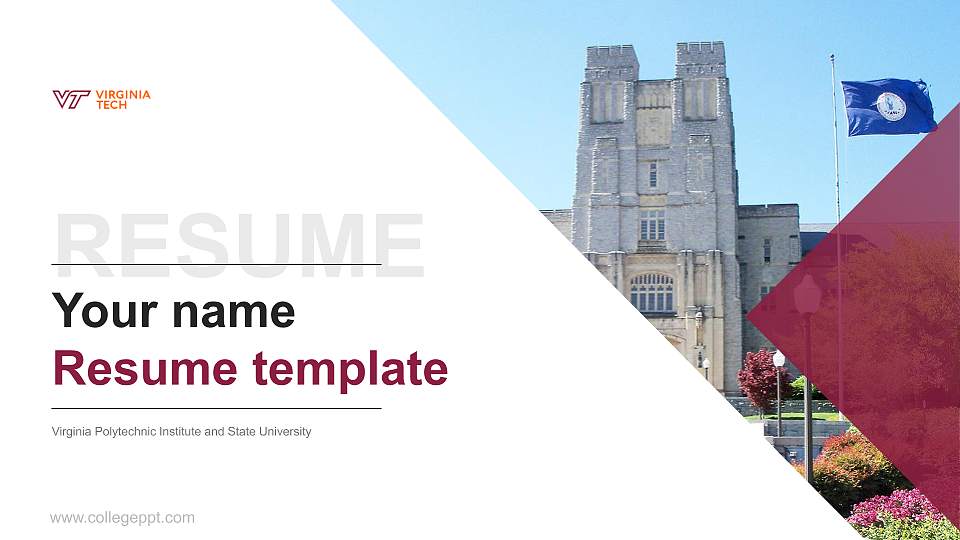 Virginia Polytechnic Institute and State University Resume PPT Template16:9 ratio PPT effect preview image