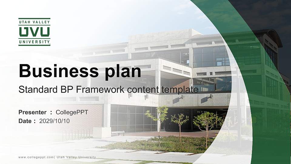 Utah Valley University Competition/Entrepreneurship Contest PPT Template16:9 ratio PPT effect preview image