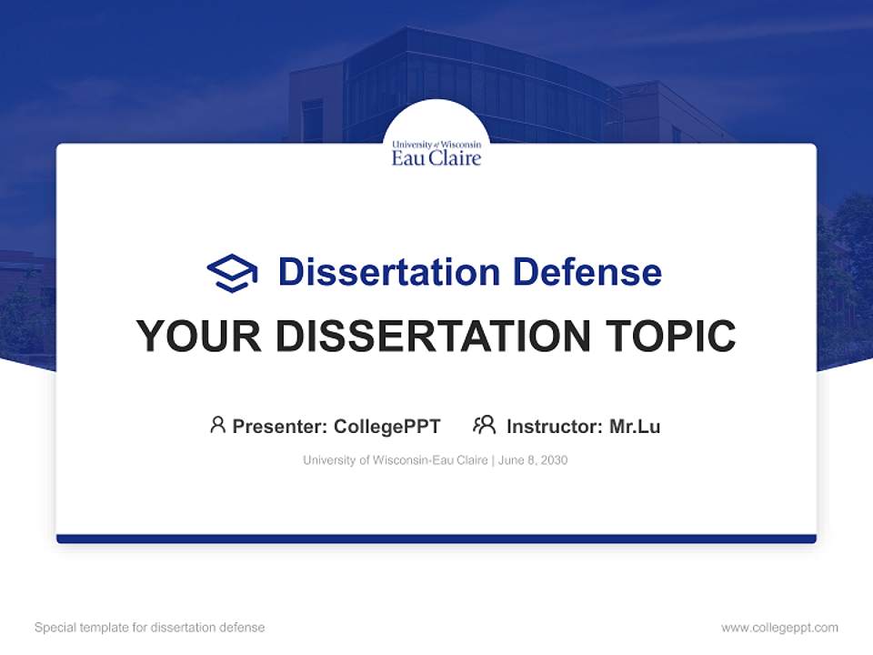 University of Wisconsin-Eau Claire Graduation Thesis Defense PPT Template4:3 ratio PPT effect preview image7