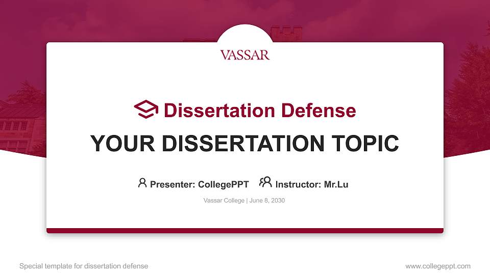 Vassar College Graduation Thesis Defense PPT Template16:9 ratio PPT effect preview image