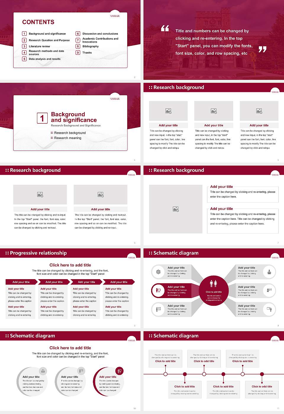 Vassar College Graduation Thesis Defense PPT Template16:9 ratio PPT effect preview image2