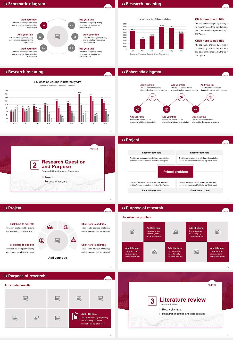 Vassar College Graduation Thesis Defense PPT Template16:9 ratio PPT effect preview image3