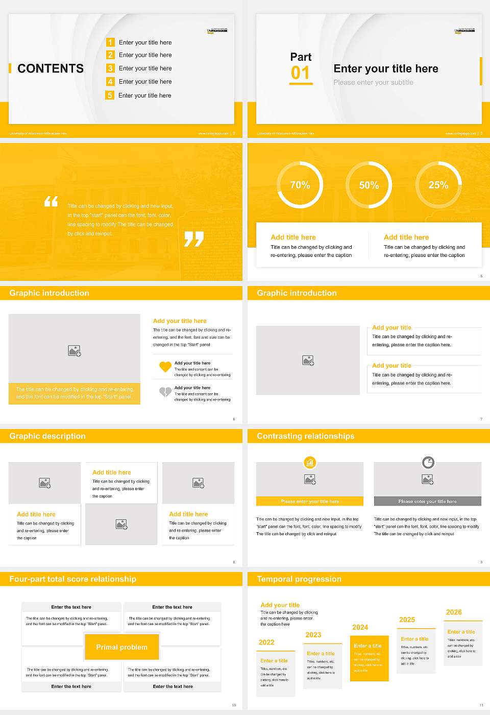 University of Wisconsin-Milwaukee Flex Thesis Proposal/Graduation Defense PPT Template16:9 ratio PPT effect preview image2