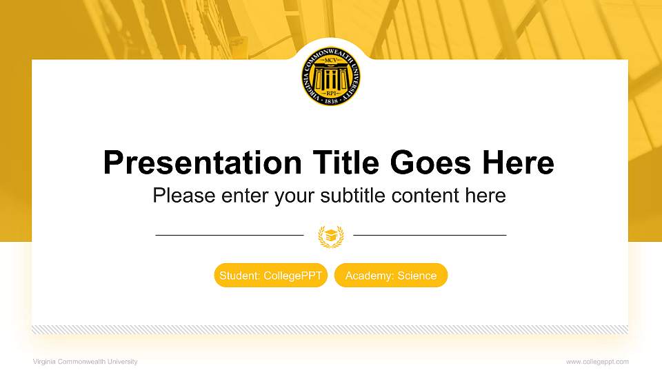 Virginia Commonwealth University National Scholarship Defense PPT Template16:9 ratio PPT effect preview image
