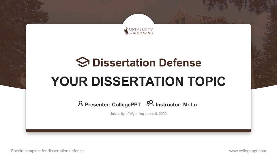 University of Wyoming Graduation Thesis Defense PPT Template16:9 ratio PPT effect preview image
