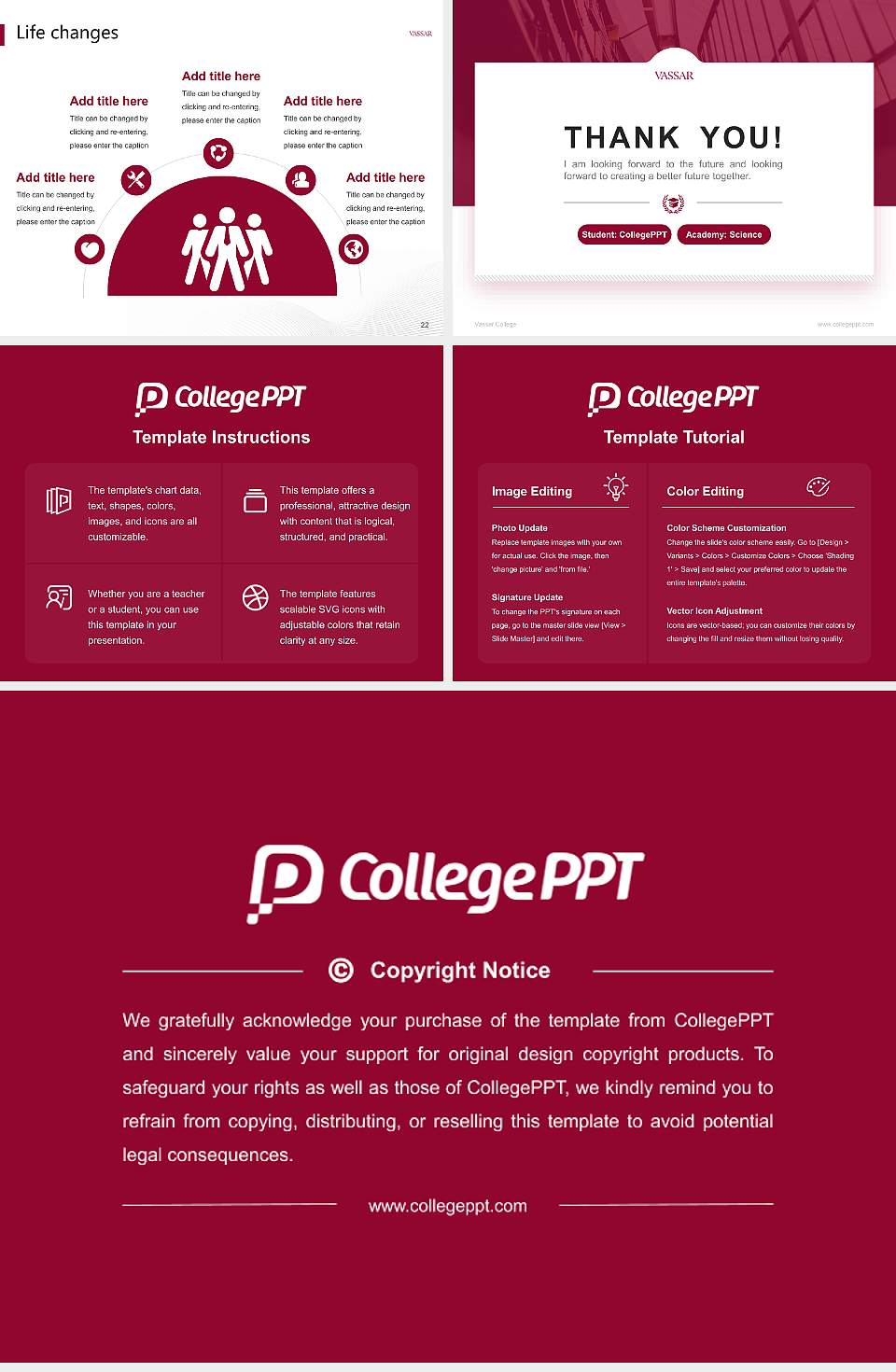 Vassar College National Scholarship Defense PPT Template4:3 ratio PPT effect preview image4