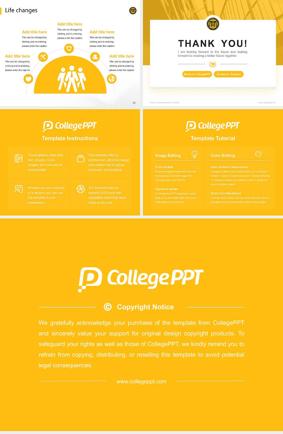 Virginia Commonwealth University National Scholarship Defense PPT Template4:3 ratio PPT effect preview image4