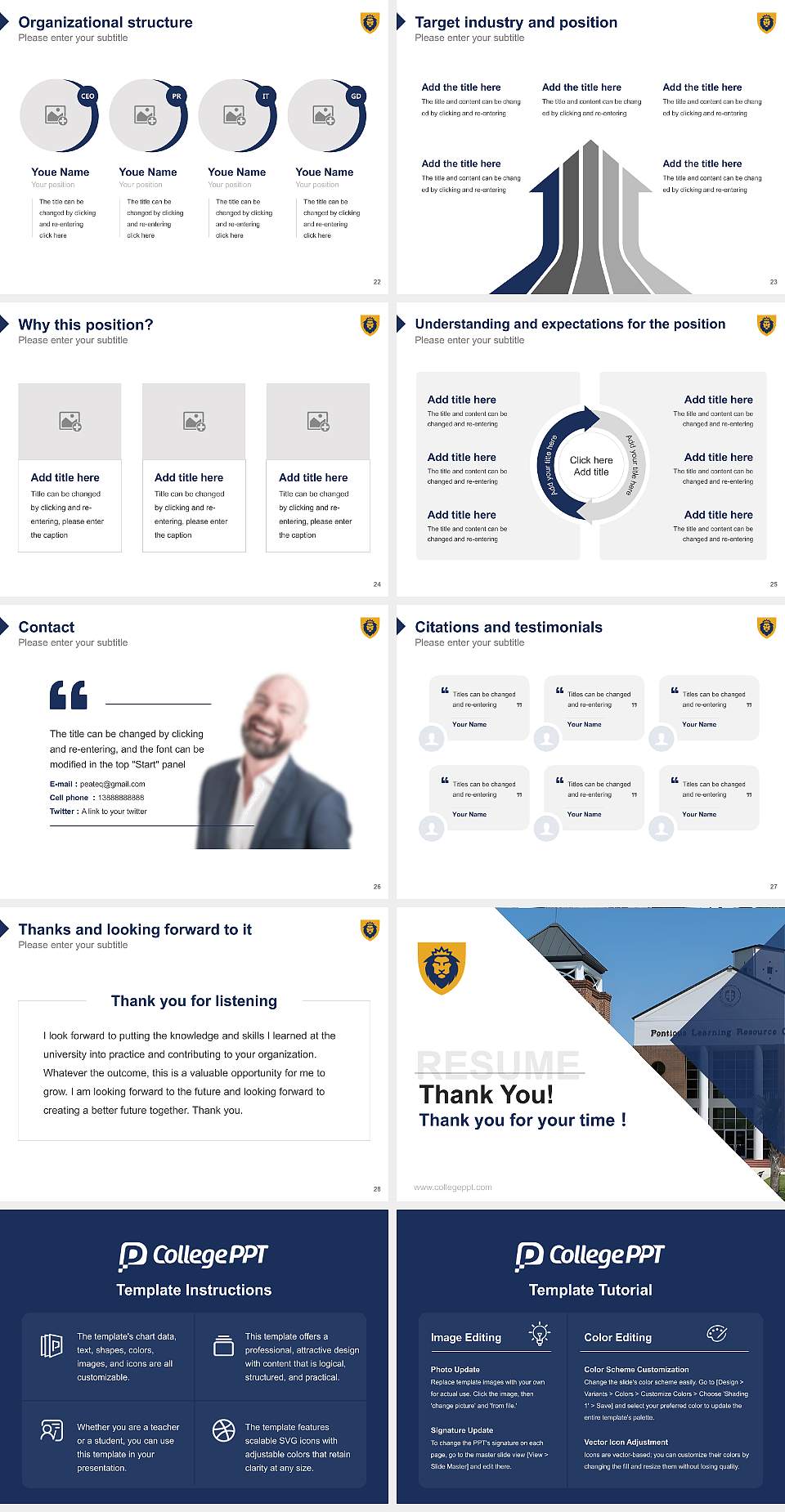 Warner University Resume PPT Template4:3 ratio PPT effect preview image4