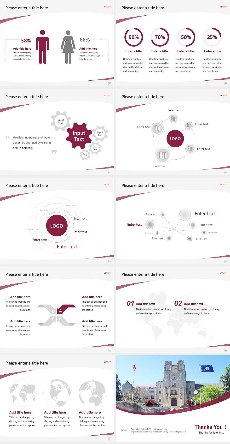 Virginia Polytechnic Institute and State University Course/Courseware Creation PPT Template4:3 ratio PPT effect preview image4