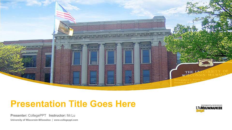 University of Wisconsin-Milwaukee Course/Courseware Creation PPT Template16:9 ratio PPT effect preview image