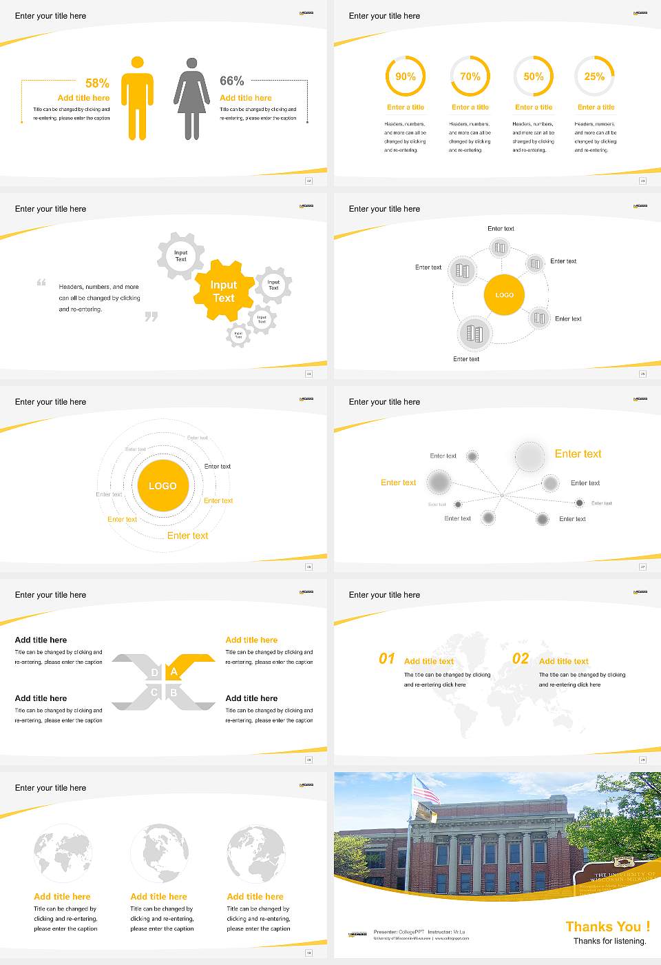 University of Wisconsin-Milwaukee Course/Courseware Creation PPT Template16:9 ratio PPT effect preview image4