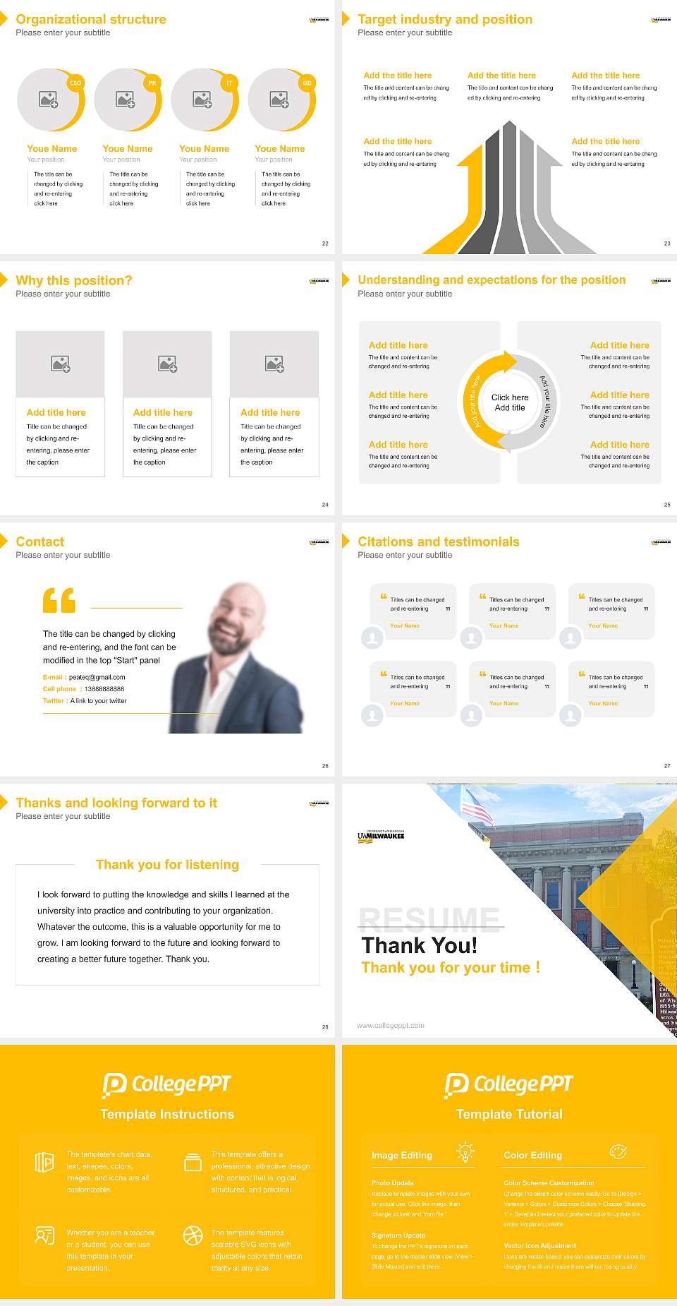 University of Wisconsin-Milwaukee Flex Resume PPT Template4:3 ratio PPT effect preview image4
