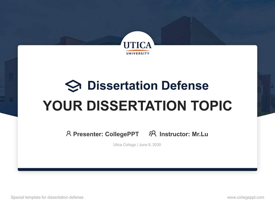 Utica College Graduation Thesis Defense PPT Template4:3 ratio PPT effect preview image7