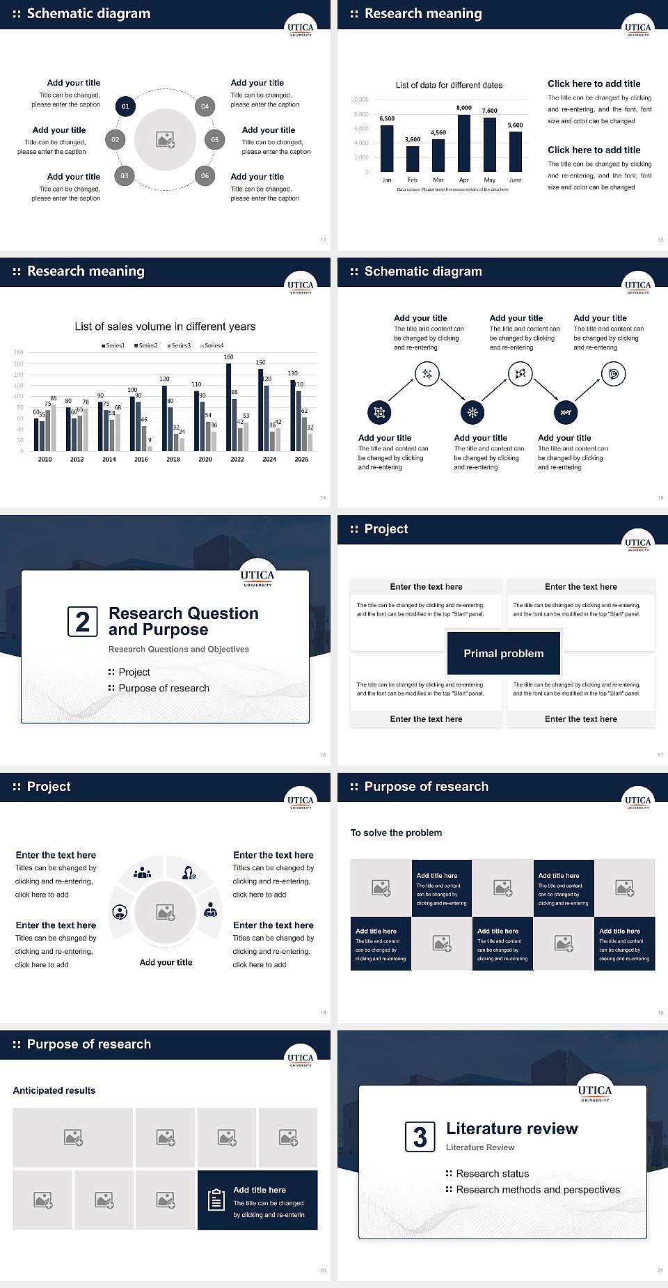 Utica College Graduation Thesis Defense PPT Template4:3 ratio PPT effect preview image3