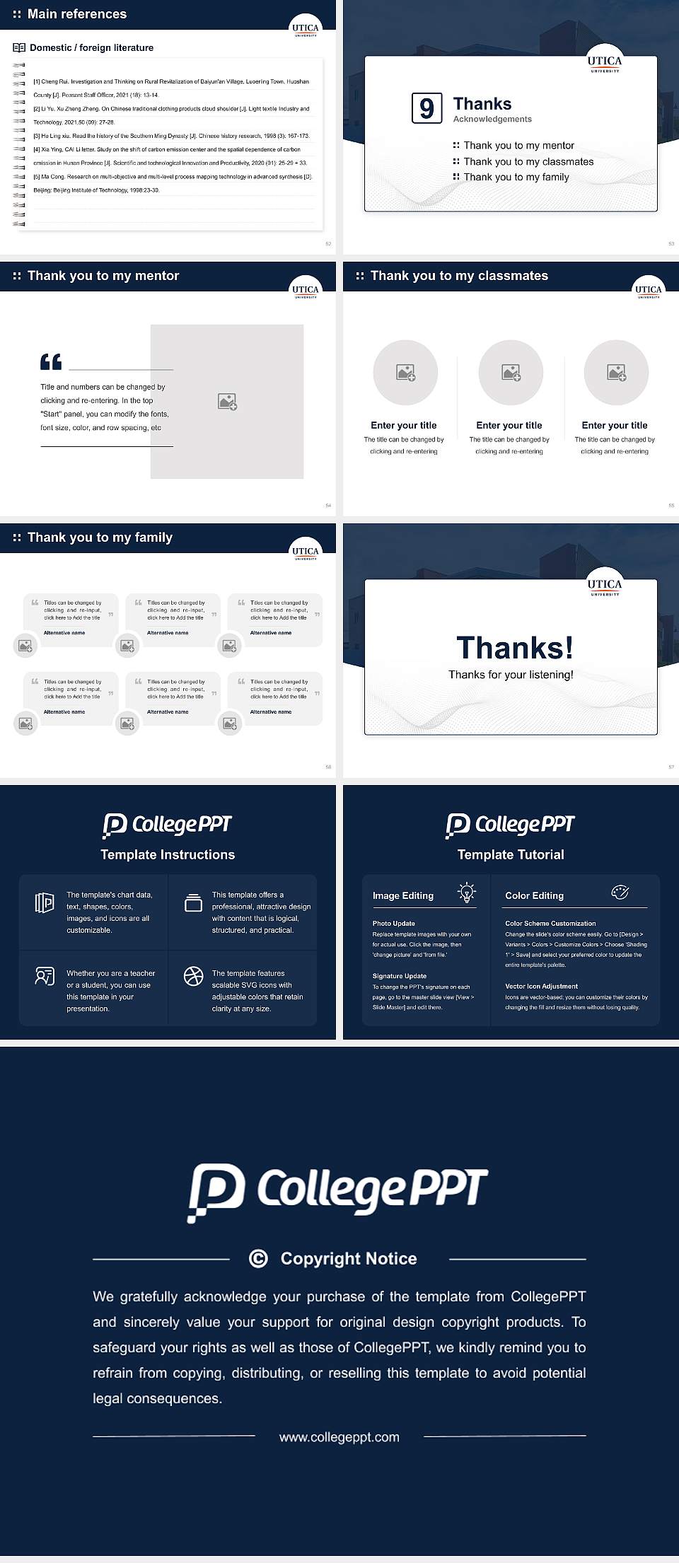 Utica College Graduation Thesis Defense PPT Template4:3 ratio PPT effect preview image7