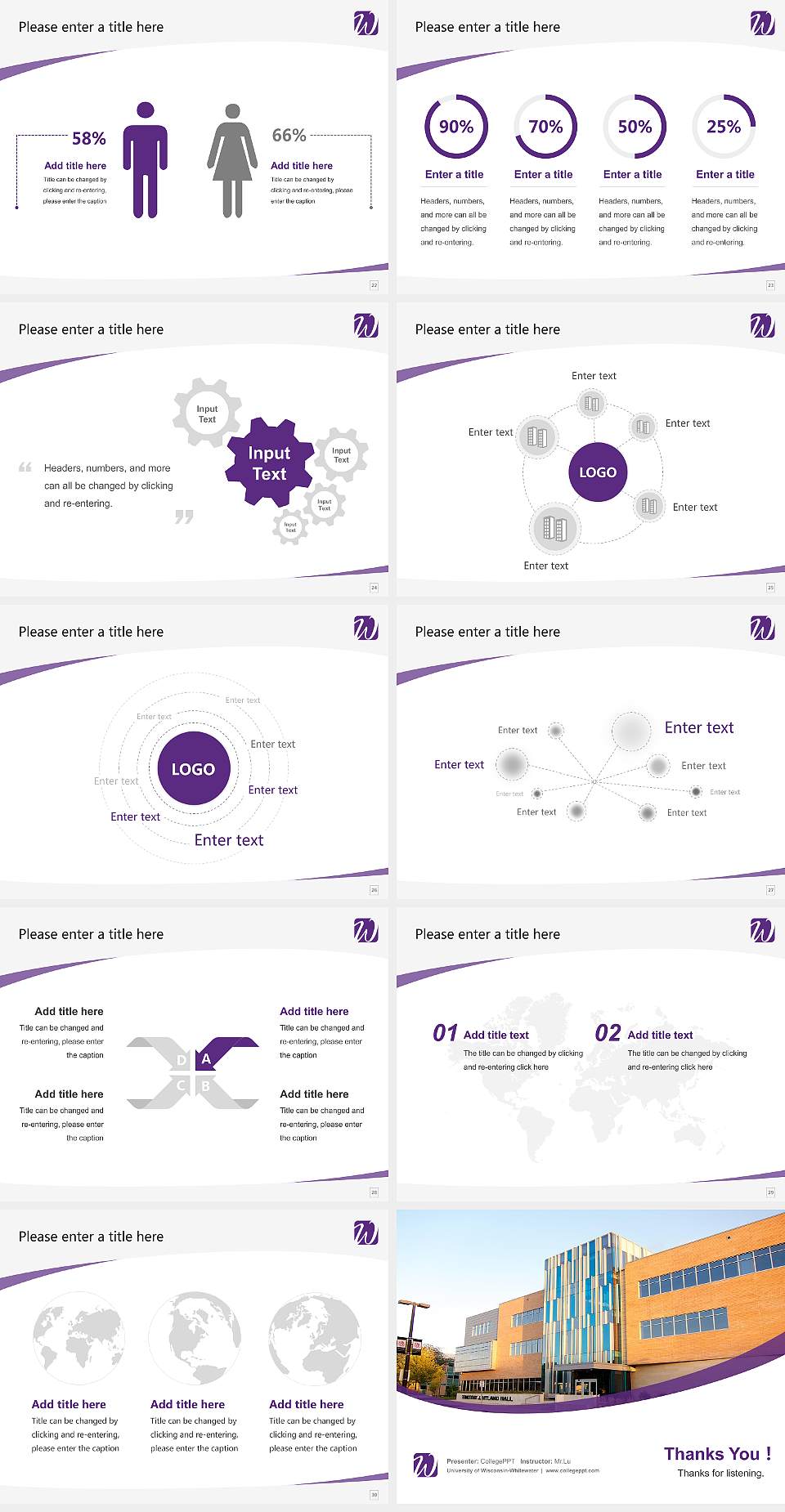 University of Wisconsin-Whitewater Course/Courseware Creation PPT Template4:3 ratio PPT effect preview image4