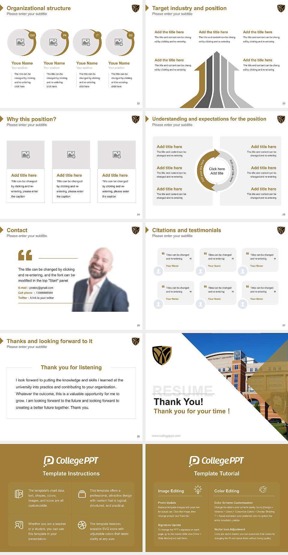 Wake Forest University Resume PPT Template4:3 ratio PPT effect preview image4