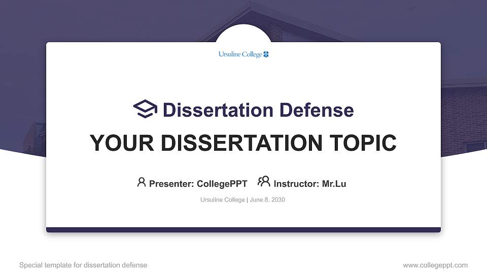 Ursuline College Graduation Thesis Defense PPT Template16:9 ratio PPT effect preview image1
