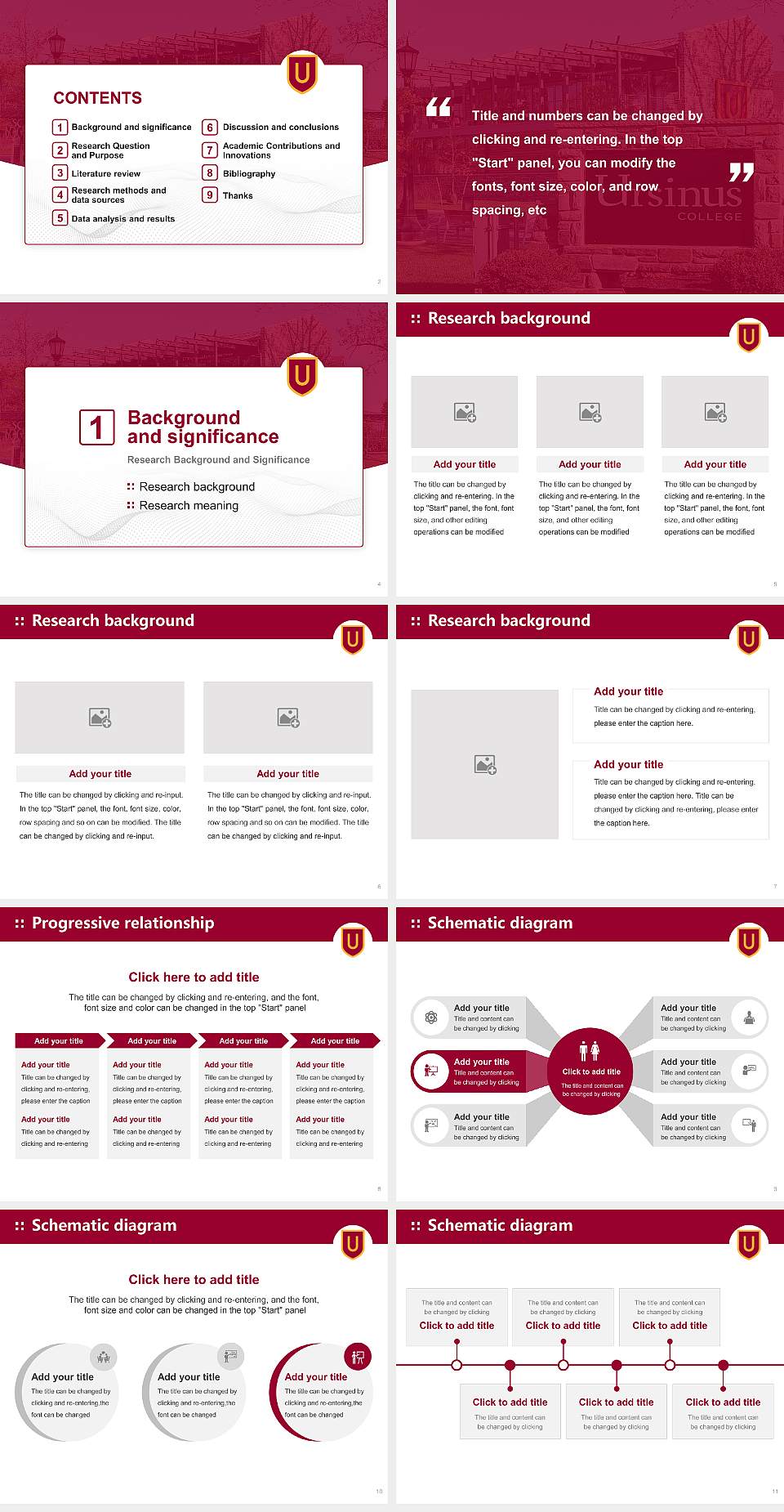 Ursinus College Graduation Thesis Defense PPT Template4:3 ratio PPT effect preview image2