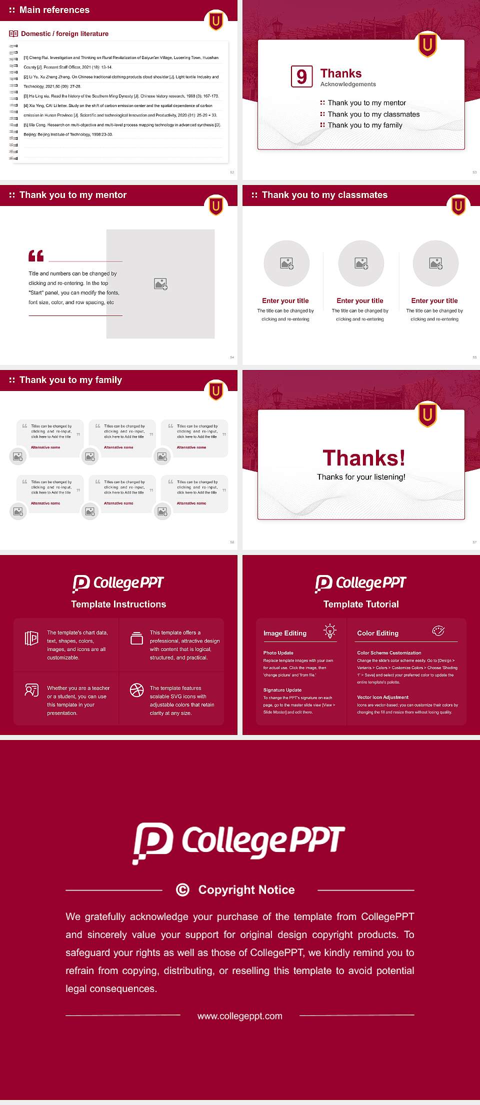 Ursinus College Graduation Thesis Defense PPT Template4:3 ratio PPT effect preview image7
