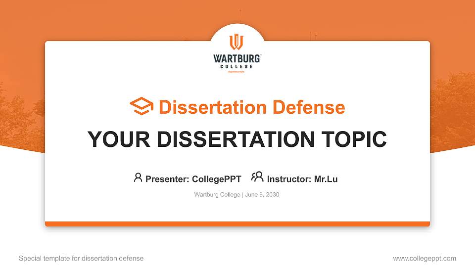 Wartburg College Graduation Thesis Defense PPT Template16:9 ratio PPT effect preview image