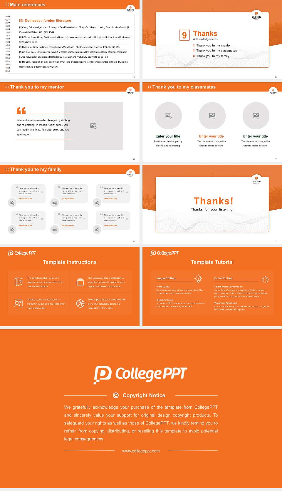 Wartburg College Graduation Thesis Defense PPT Template16:9 ratio PPT effect preview image7
