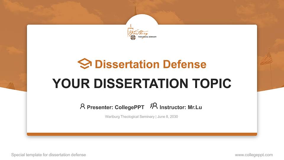 Wartburg Theological Seminary Graduation Thesis Defense PPT Template16:9 ratio PPT effect preview image1