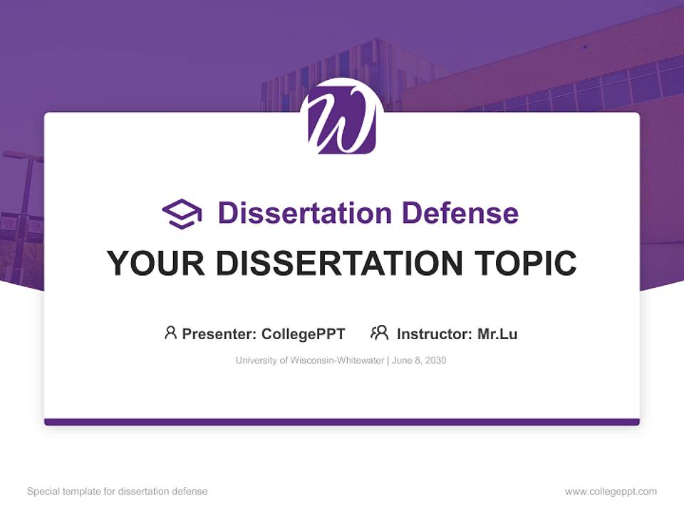 University of Wisconsin-Whitewater Graduation Thesis Defense PPT Template4:3 ratio PPT effect preview image7
