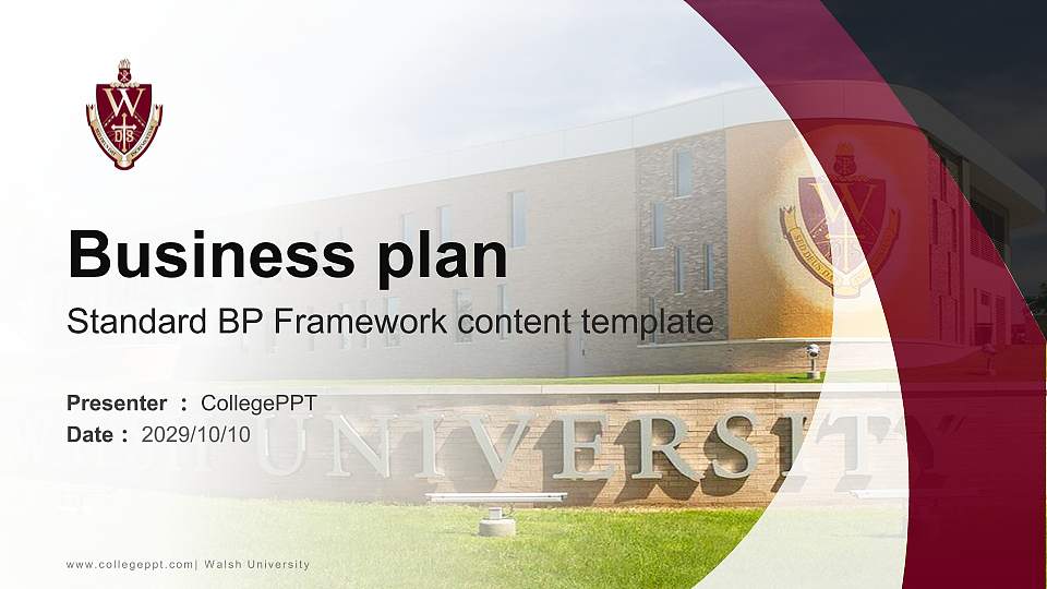 Walsh University Competition/Entrepreneurship Contest PPT Template16:9 ratio PPT effect preview image