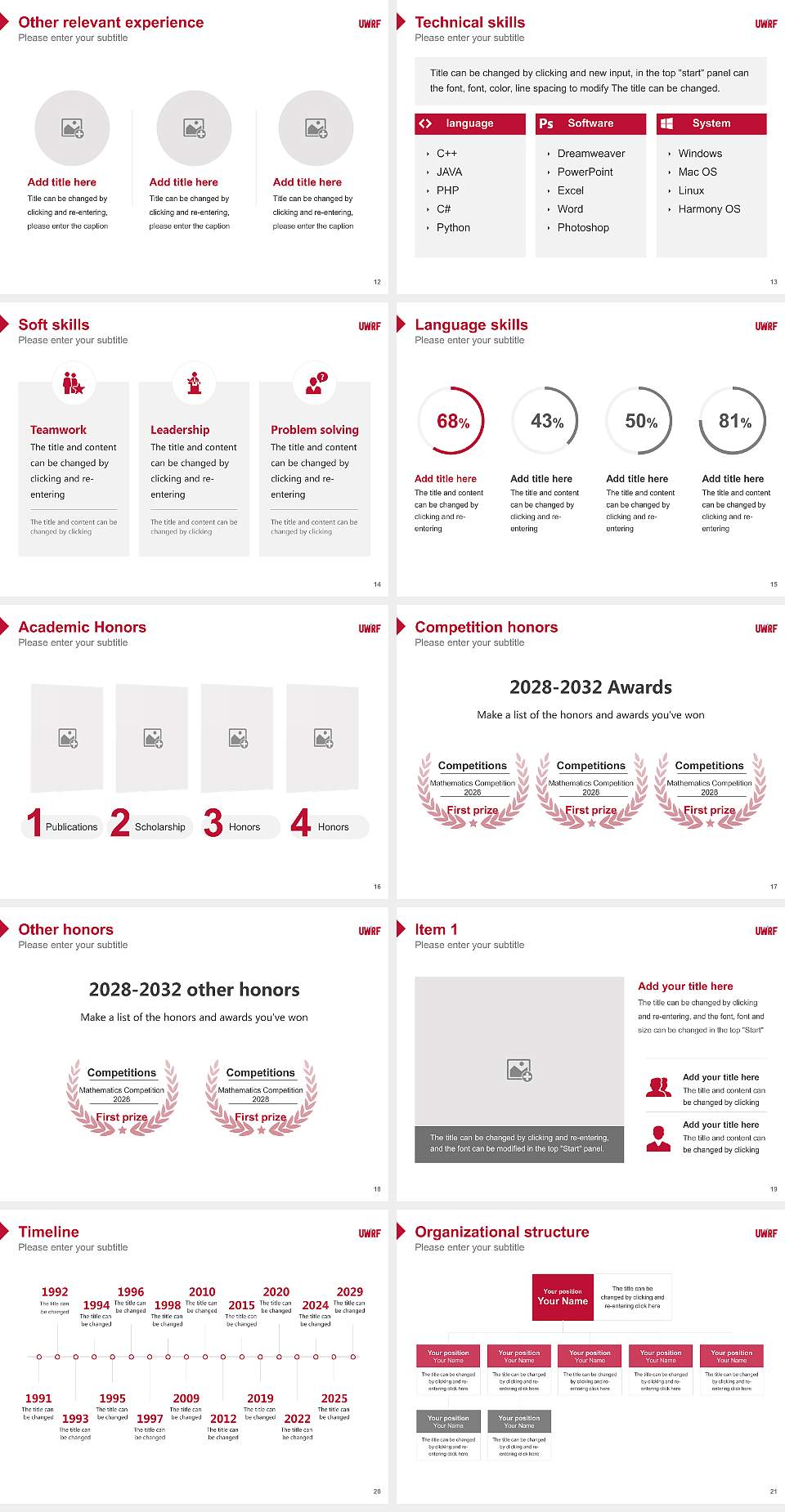 University of Wisconsin-River Falls Resume PPT Template4:3 ratio PPT effect preview image3