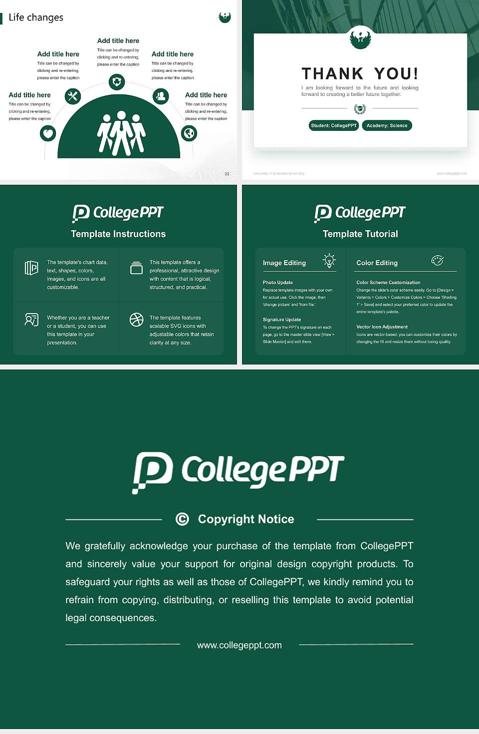University of Wisconsin-Green Bay National Scholarship Defense PPT Template4:3 ratio PPT effect preview image4