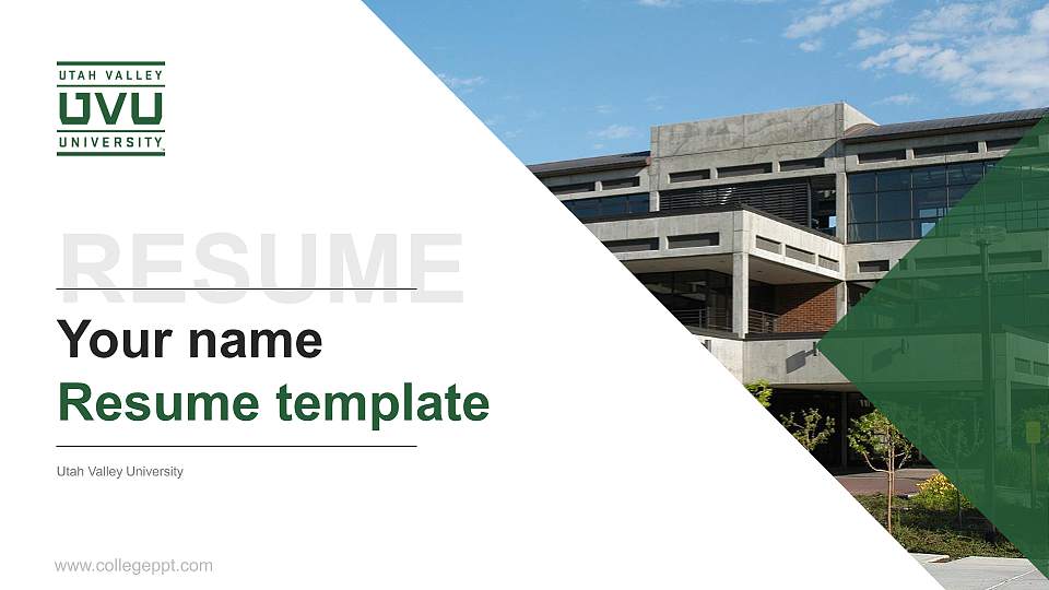 Utah Valley University Resume PPT Template16:9 ratio PPT effect preview image