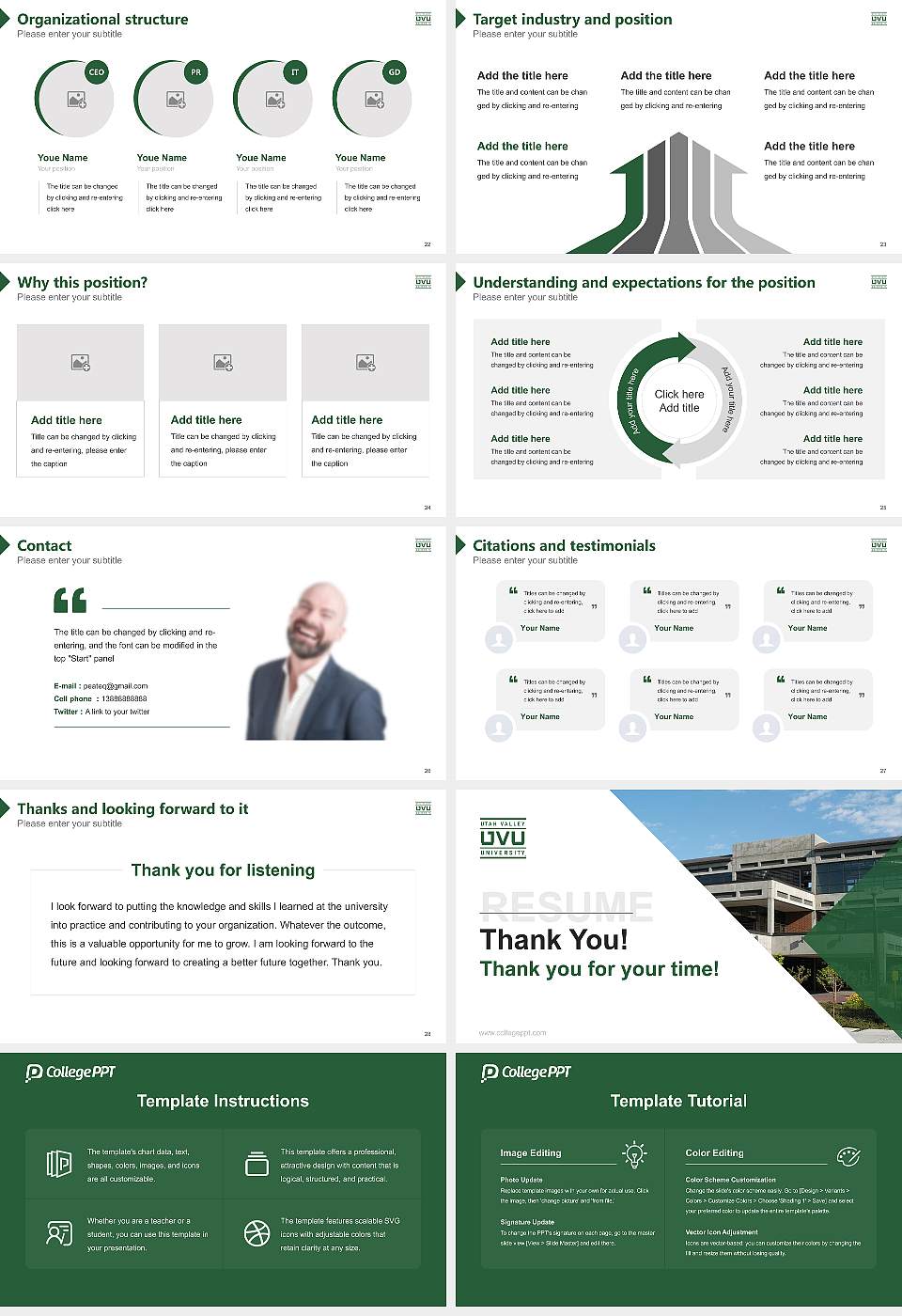 Utah Valley University Resume PPT Template16:9 ratio PPT effect preview image4