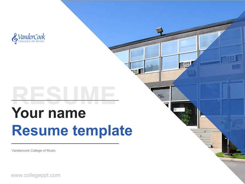 Vandercook College of Music Resume PPT Template4:3 ratio PPT effect preview image5