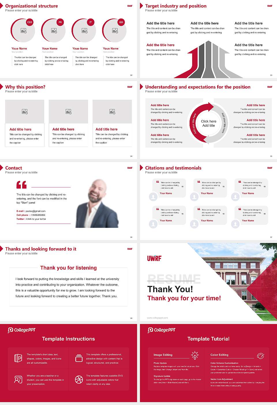 University of Wisconsin-River Falls Resume PPT Template16:9 ratio PPT effect preview image4