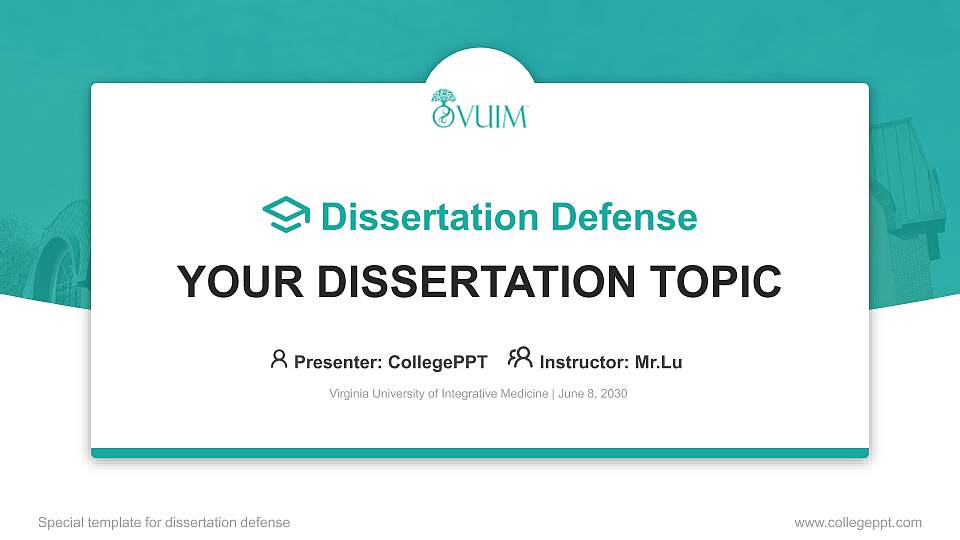 Virginia University of Integrative Medicine Graduation Thesis Defense PPT Template16:9 ratio PPT effect preview image