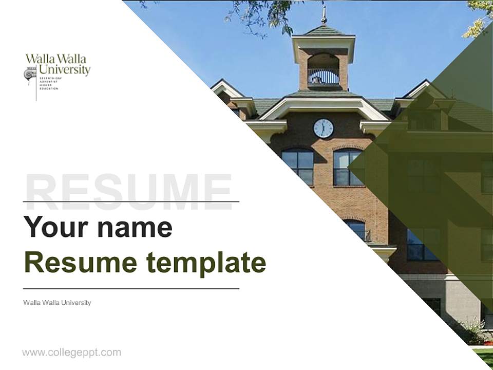 Walla Walla University Resume PPT Template4:3 ratio PPT effect preview image5