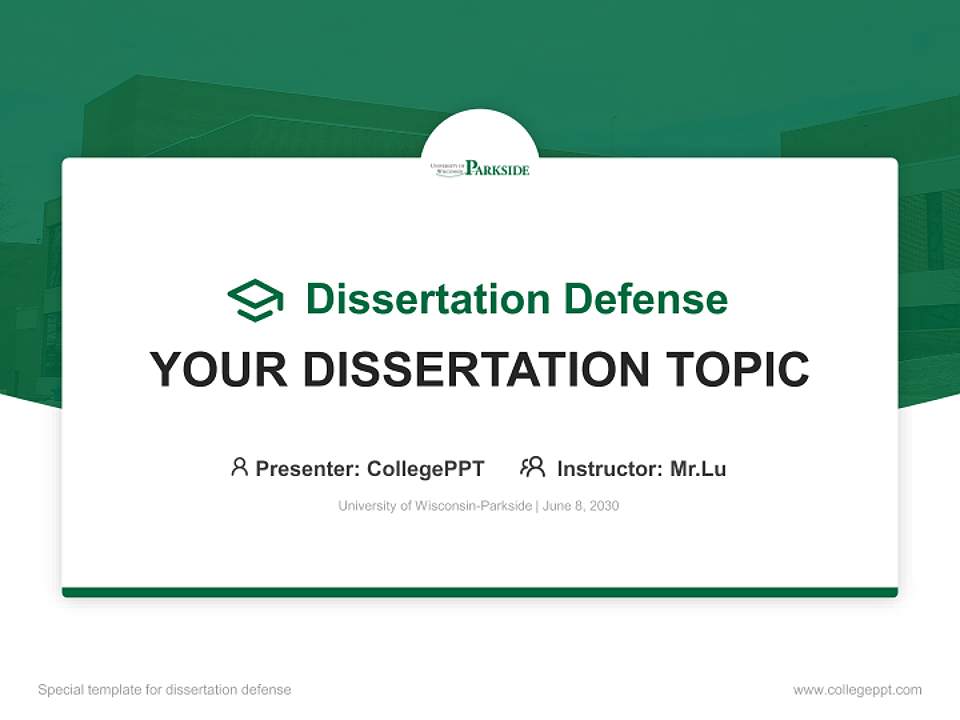 University of Wisconsin-Parkside Graduation Thesis Defense PPT Template4:3 ratio PPT effect preview image7