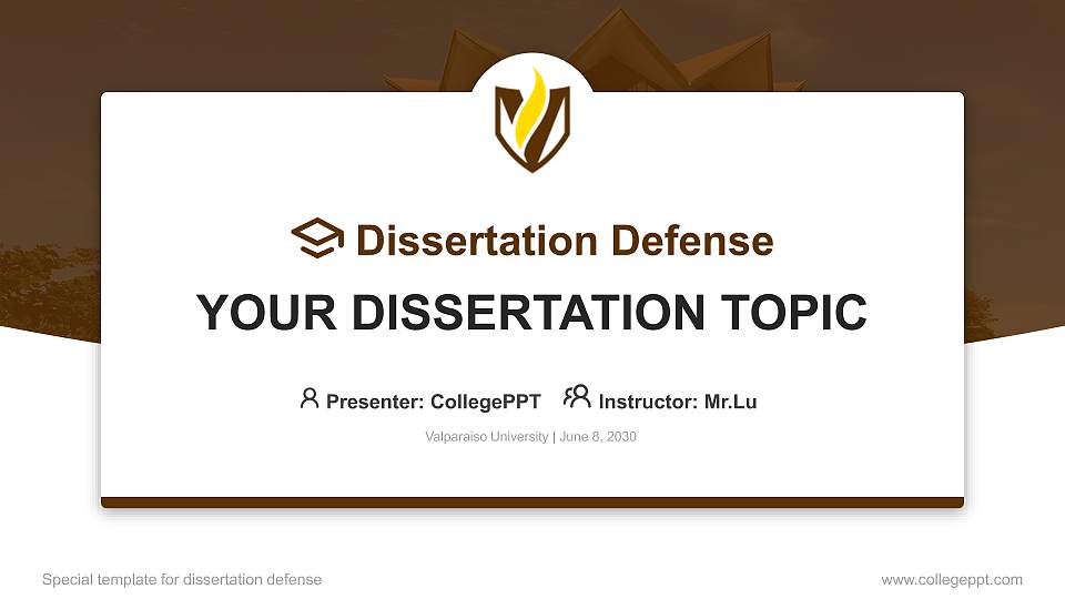 Valparaiso University Graduation Thesis Defense PPT Template16:9 ratio PPT effect preview image