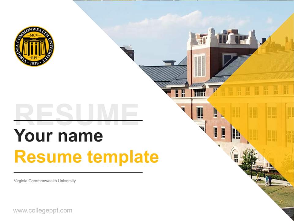 Virginia Commonwealth University Resume PPT Template4:3 ratio PPT effect preview image5