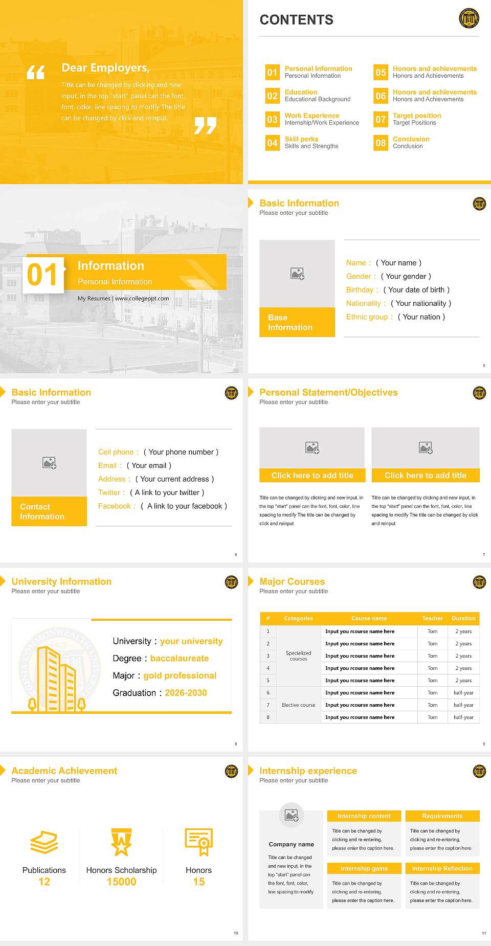 Virginia Commonwealth University Resume PPT Template4:3 ratio PPT effect preview image2