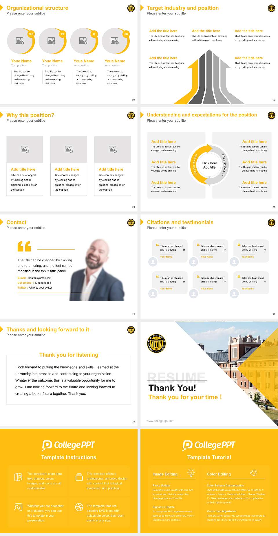 Virginia Commonwealth University Resume PPT Template4:3 ratio PPT effect preview image4
