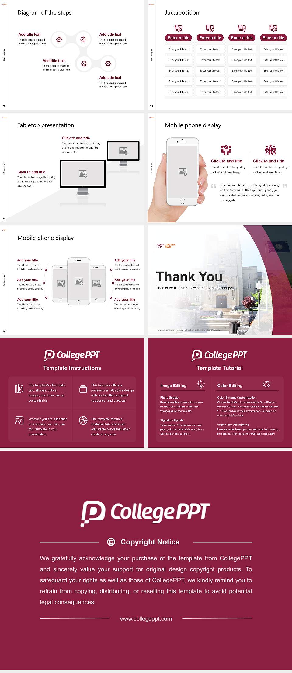 Virginia Polytechnic Institute and State University Competition/Entrepreneurship Contest PPT Template4:3 ratio PPT effect preview image9