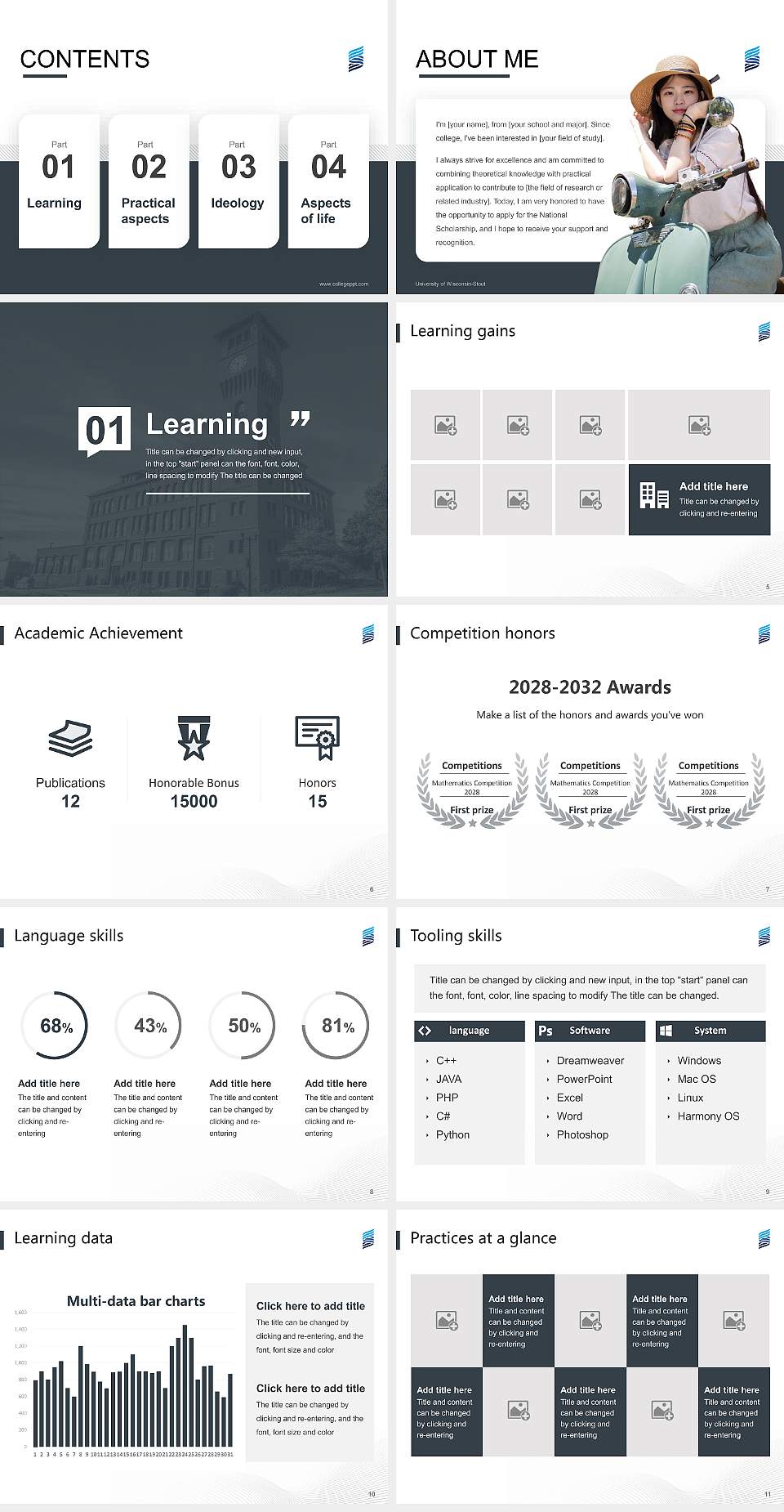 University of Wisconsin-Stout National Scholarship Defense PPT Template4:3 ratio PPT effect preview image2