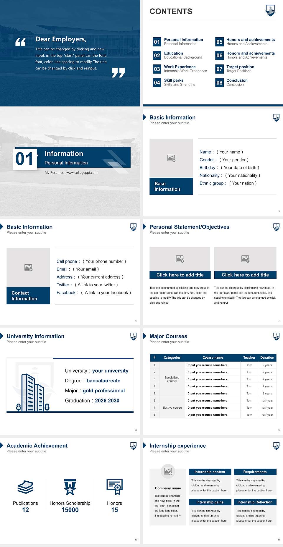 Virginia Wesleyan University Resume PPT Template4:3 ratio PPT effect preview image2