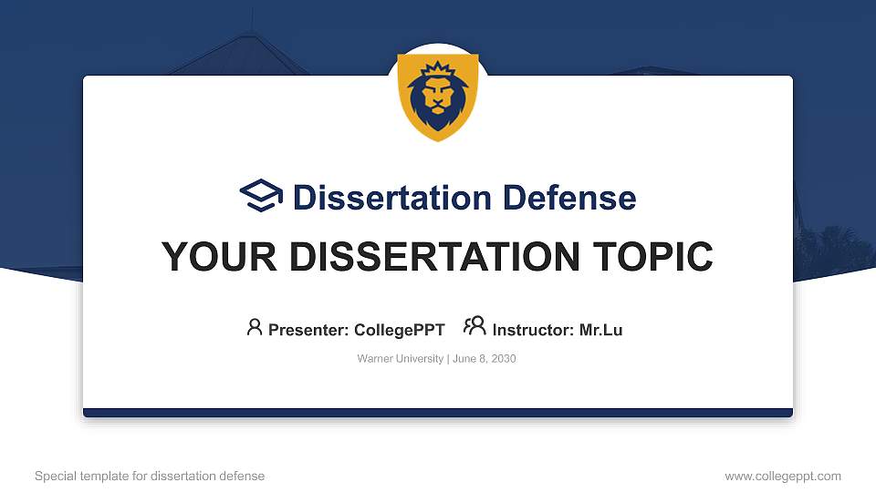 Warner University Graduation Thesis Defense PPT Template16:9 ratio PPT effect preview image