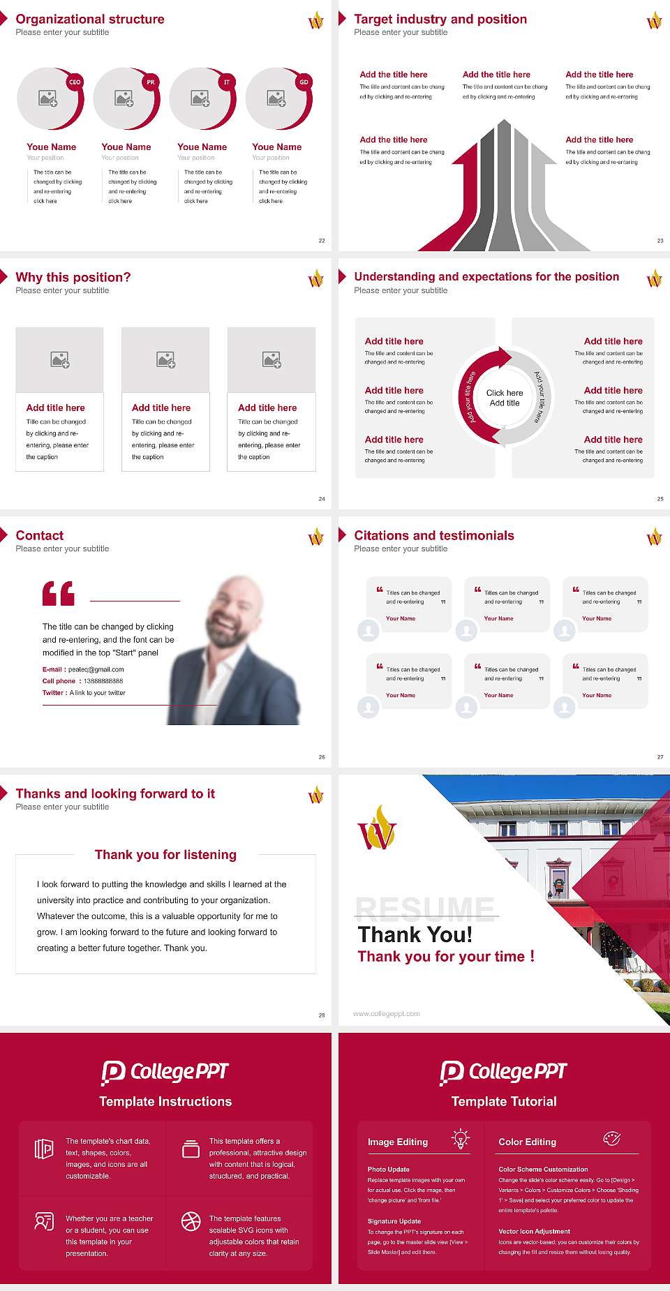 Walnut Hill College Resume PPT Template4:3 ratio PPT effect preview image4
