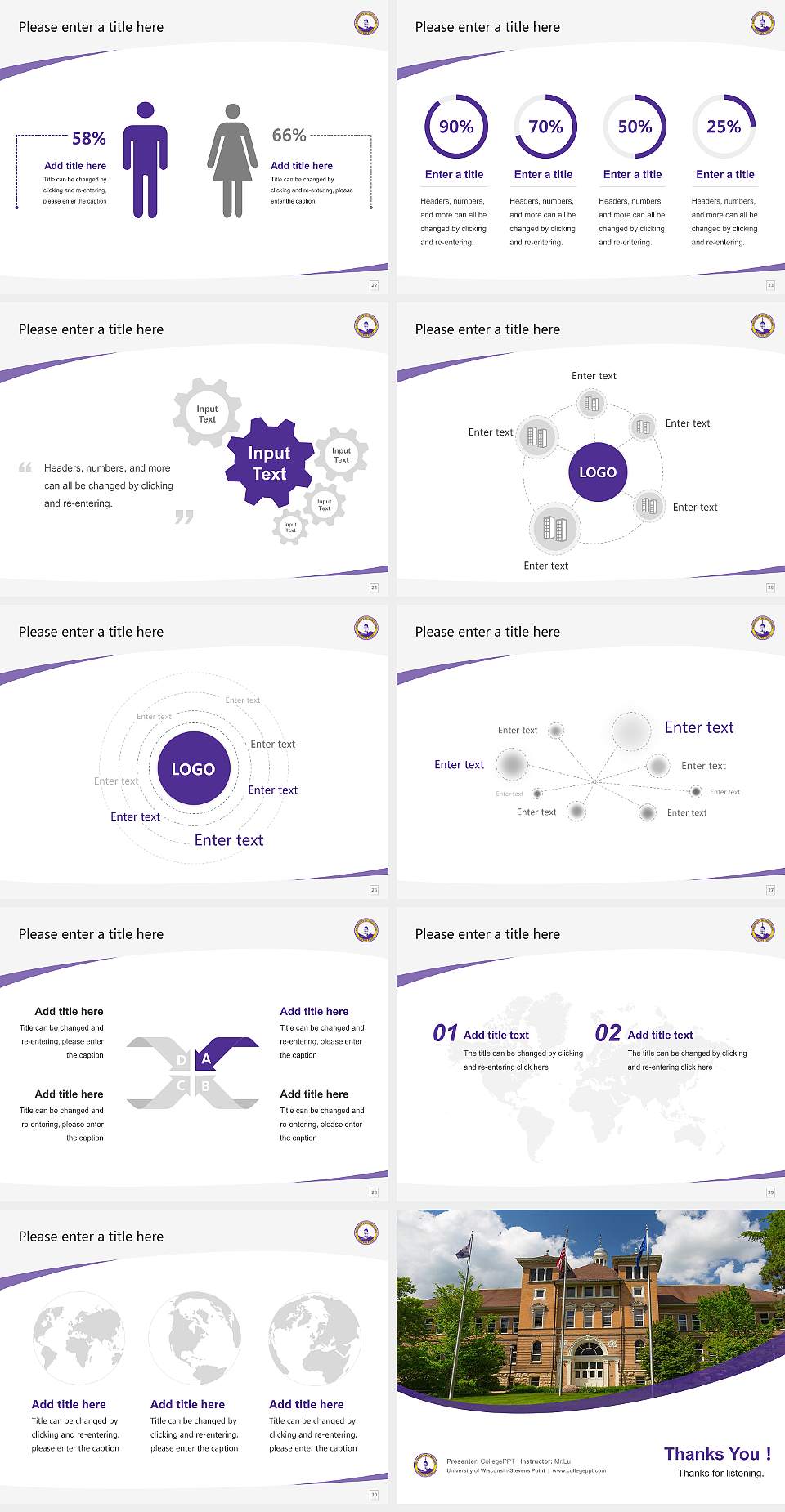 University of Wisconsin-Stevens Point Course/Courseware Creation PPT Template4:3 ratio PPT effect preview image4