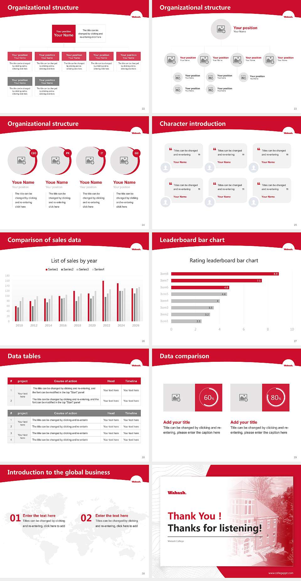 Wabash College Academic Presentation/Research Findings Report PPT Template4:3 ratio PPT effect preview image4
